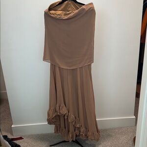H&M Brown Ruffle-Hem Maxi Dress